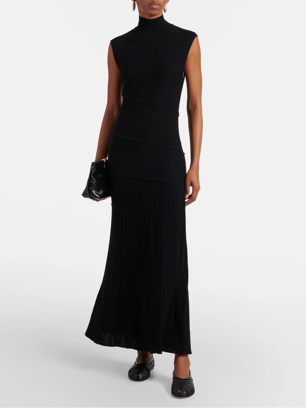 Proenza Schouler Black Textured Midi Dress